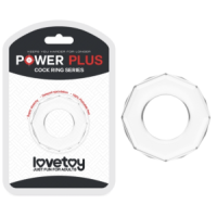 LOVETOY POWER PLUS TPE COCK RING "GEOMETRIC" LV1434 - CLEAR